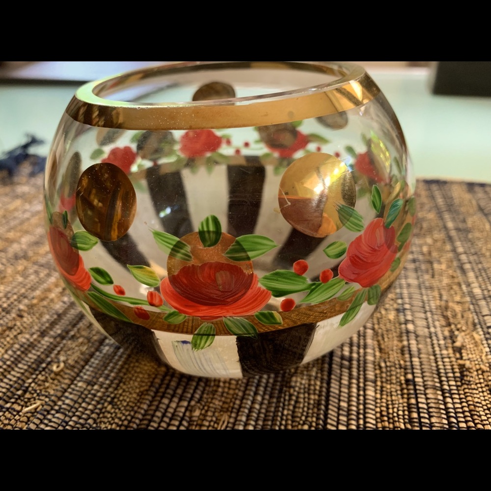 MacKenzie Childs small bowl, vase, votive Very good condition and so charming!